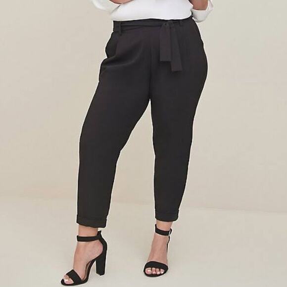 torrid Pants - Torrid High Rise Pull on Tapered Black Slacks Elastic Waist Size 2